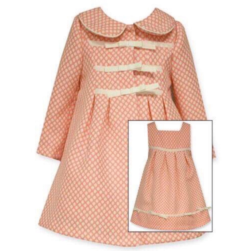 Girls Coral Dress & Knit Coat set new